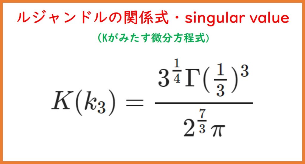 楕円積分がみたす微分方程式とルジャンドルの関係式・singular