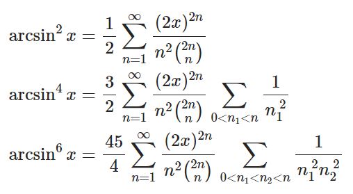 arcsinの累乗の級数展開と、二項係数・有限多重ゼータを含む級数について