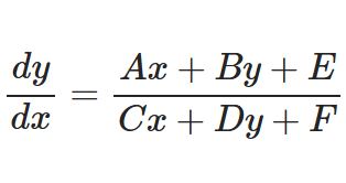 y'=(Ax+By+E)/(Cx+Dy+F)の形の微分方程式